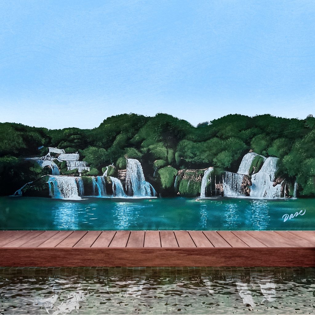 Mural personalizado de paisaje de cascadas
