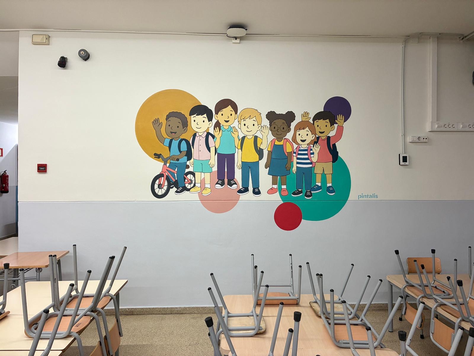 Mural en colegio de primaria