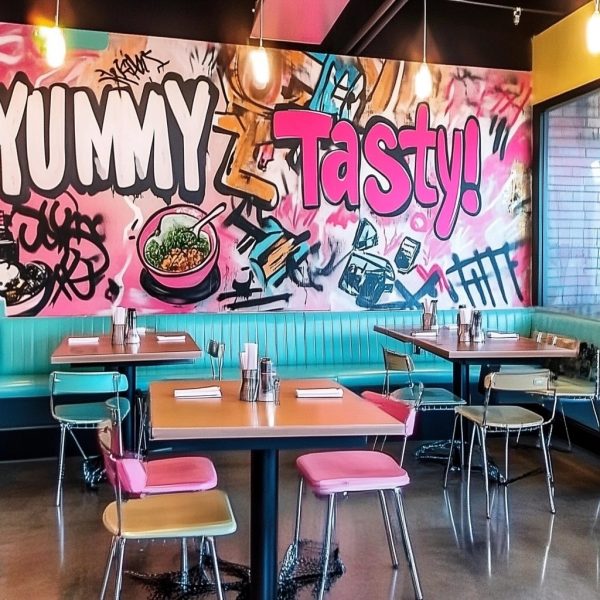 Graffiti para negocio en pared